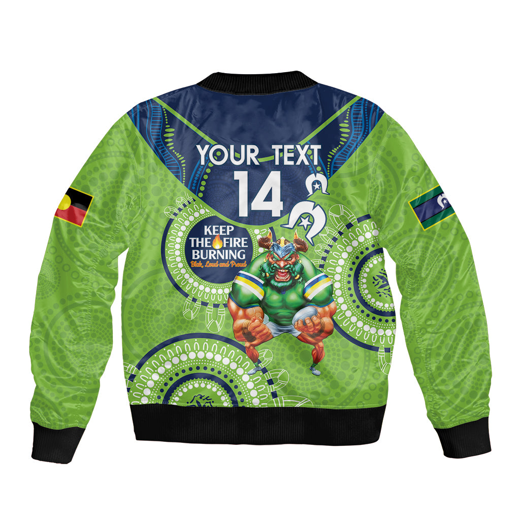 Custom NRL Raiders NAIDOC Week Bomber Jacket Keep The Fire Burning Indigenous Art