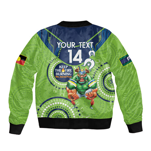 Custom NRL Raiders NAIDOC Week Bomber Jacket Keep The Fire Burning Indigenous Art