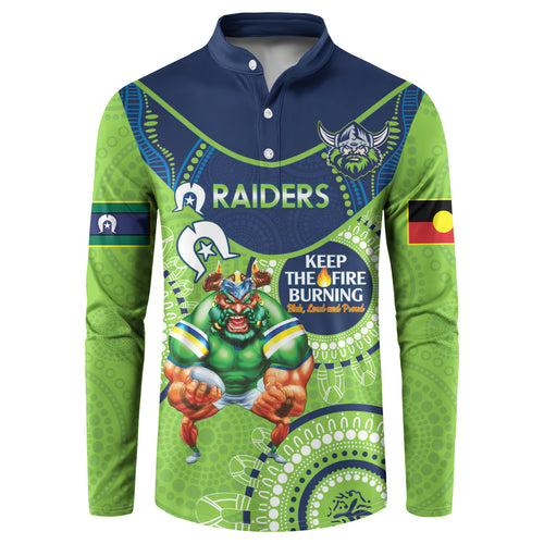 Custom NRL Raiders NAIDOC Week Button Sweatshirt Keep The Fire Burning Indigenous Art