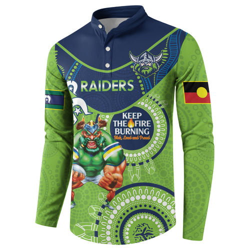 Custom NRL Raiders NAIDOC Week Button Sweatshirt Keep The Fire Burning Indigenous Art