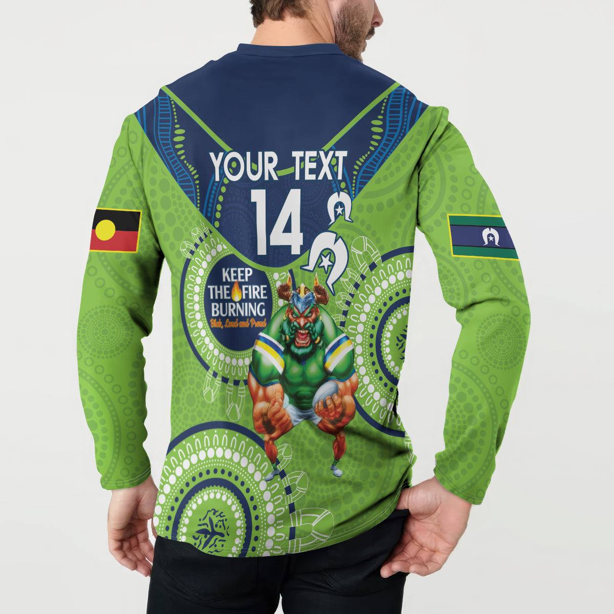 Custom NRL Raiders NAIDOC Week Button Sweatshirt Keep The Fire Burning Indigenous Art