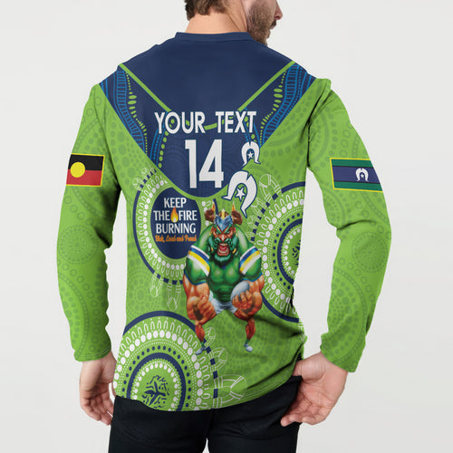 Custom NRL Raiders NAIDOC Week Button Sweatshirt Keep The Fire Burning Indigenous Art