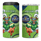 NRL Raiders NAIDOC Week 4 in 1 Can Cooler Tumbler Keep The Fire Burning Indigenous Art