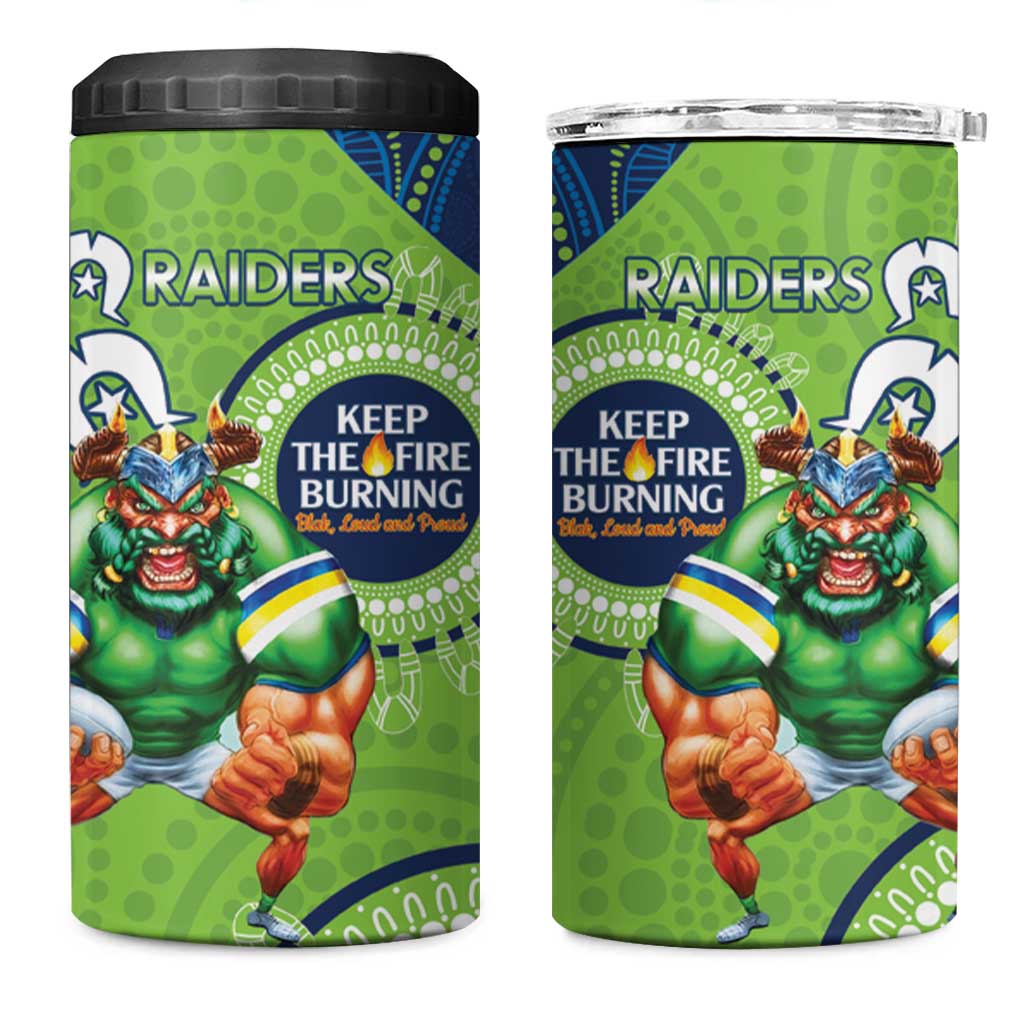 NRL Raiders NAIDOC Week 4 in 1 Can Cooler Tumbler Keep The Fire Burning Indigenous Art