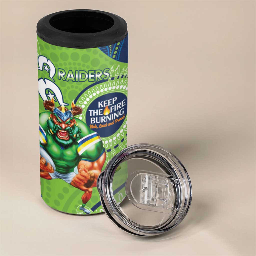 NRL Raiders NAIDOC Week 4 in 1 Can Cooler Tumbler Keep The Fire Burning Indigenous Art