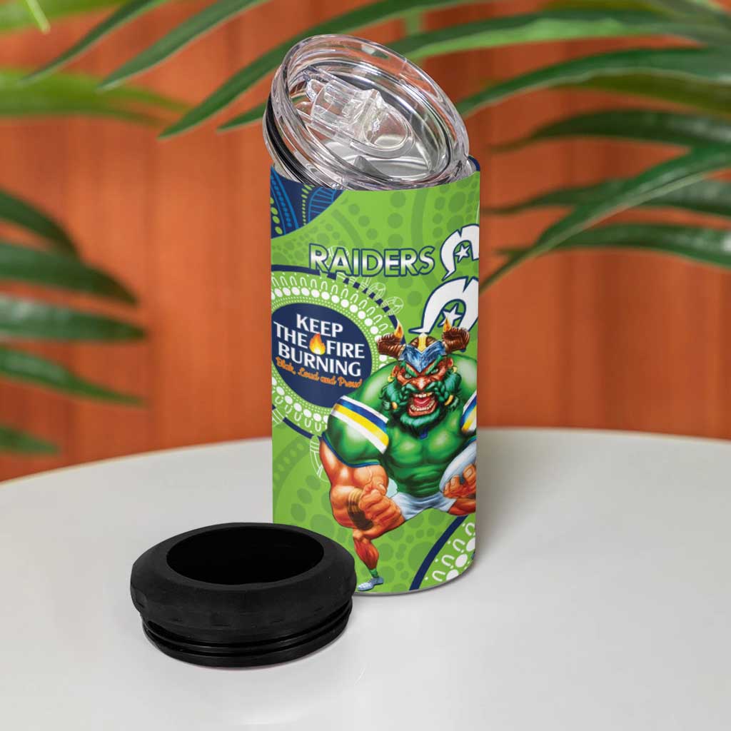 NRL Raiders NAIDOC Week 4 in 1 Can Cooler Tumbler Keep The Fire Burning Indigenous Art