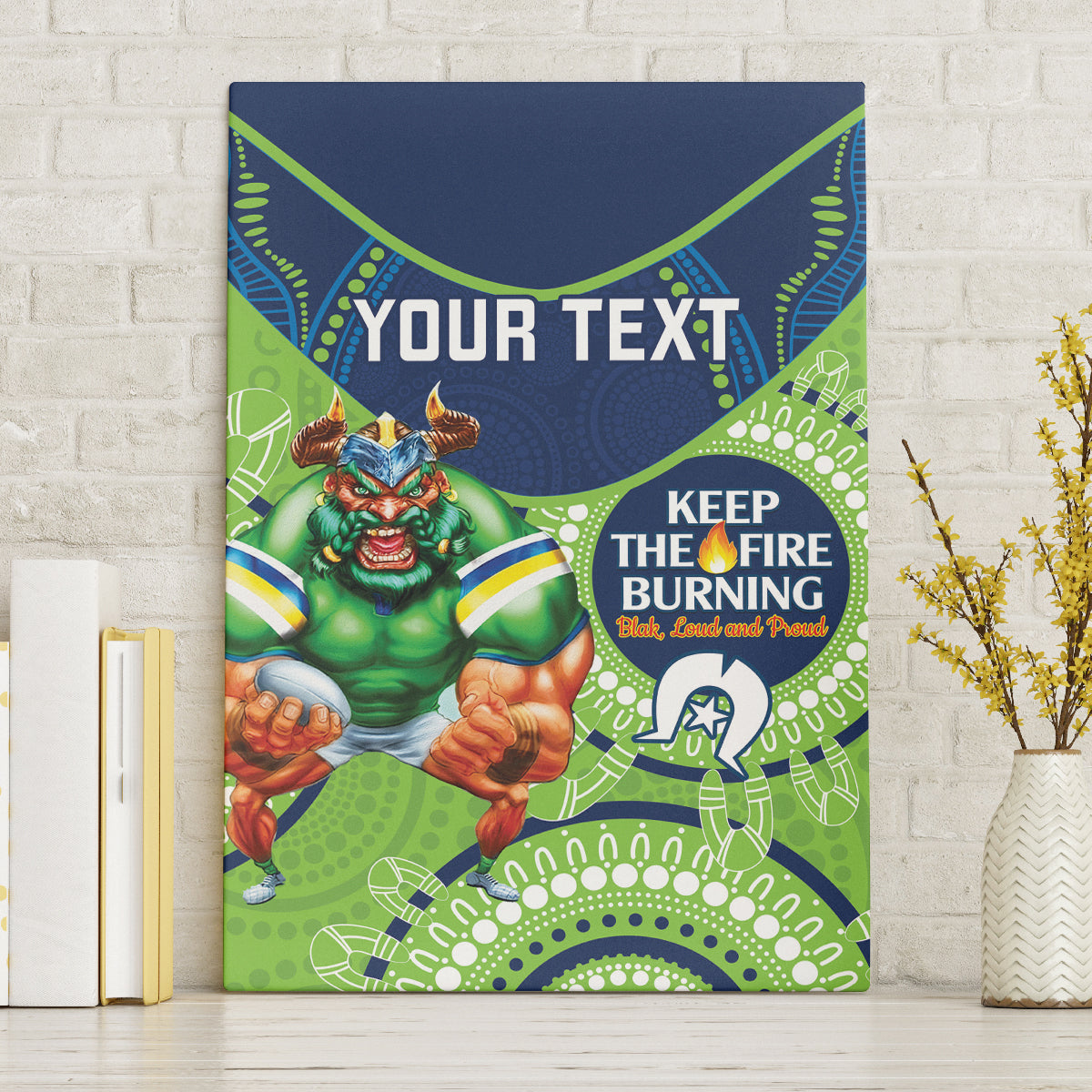 Custom NRL Raiders NAIDOC Week Canvas Wall Art Keep The Fire Burning Indigenous Art