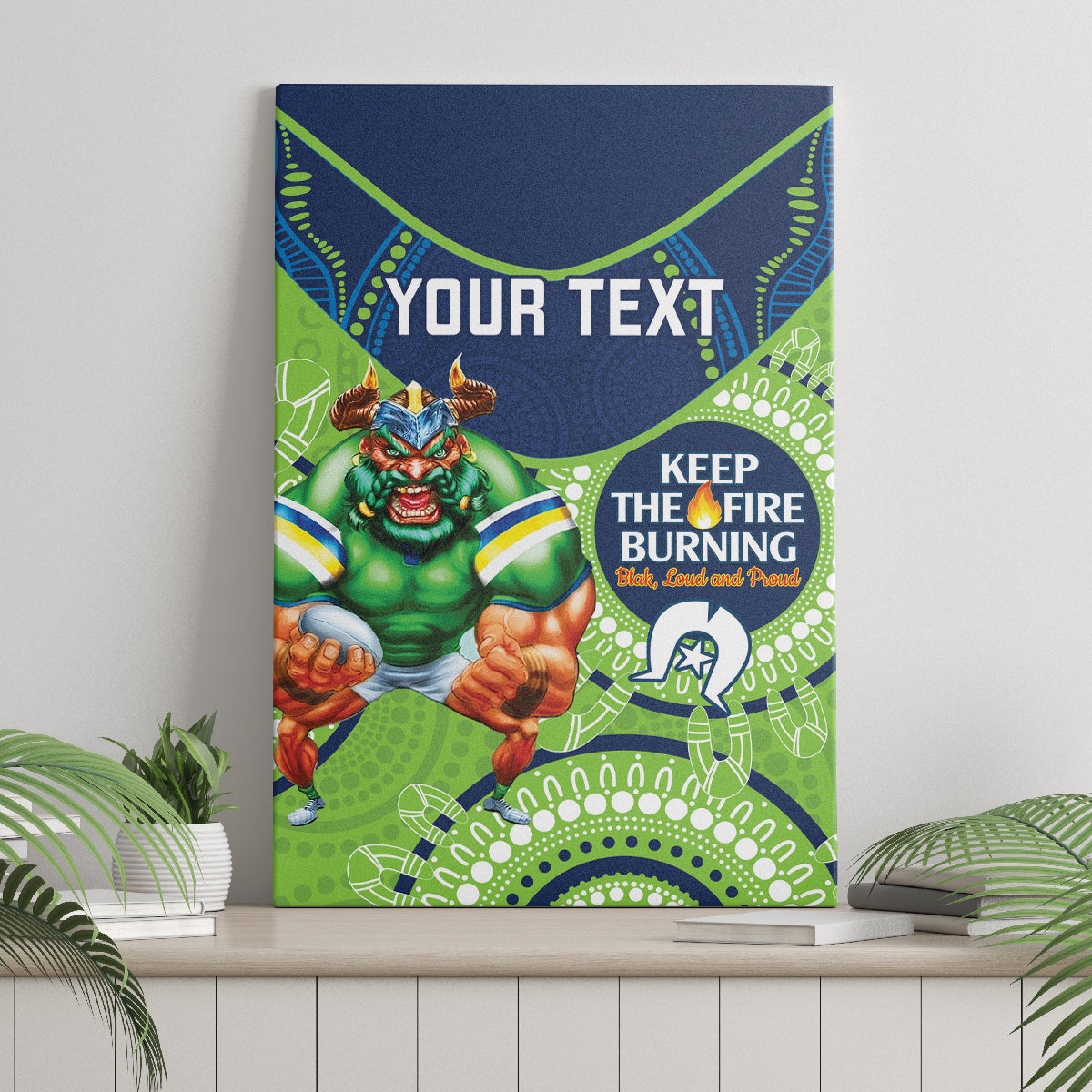 Custom NRL Raiders NAIDOC Week Canvas Wall Art Keep The Fire Burning Indigenous Art