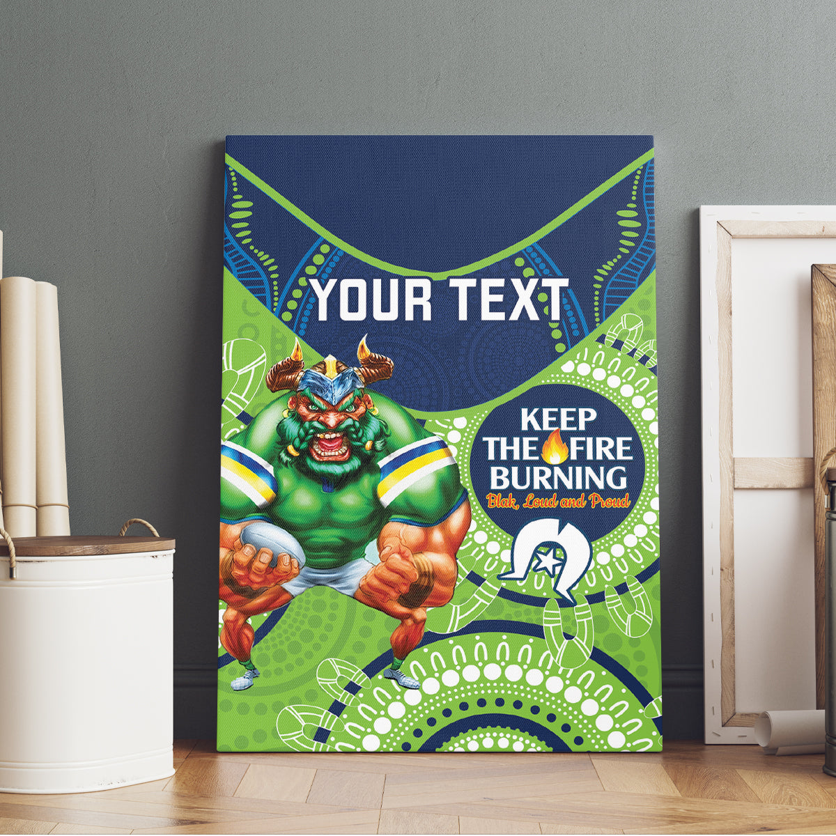 Custom NRL Raiders NAIDOC Week Canvas Wall Art Keep The Fire Burning Indigenous Art