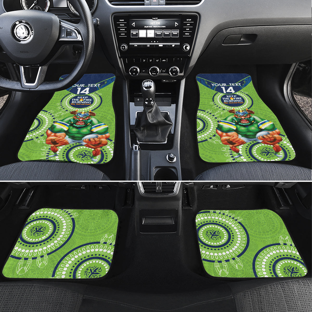 Custom NRL Raiders NAIDOC Week Car Mats Keep The Fire Burning Indigenous Art