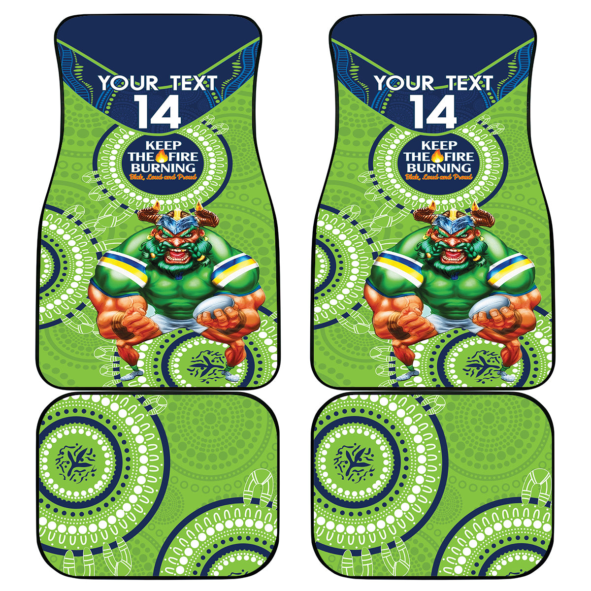 Custom NRL Raiders NAIDOC Week Car Mats Keep The Fire Burning Indigenous Art