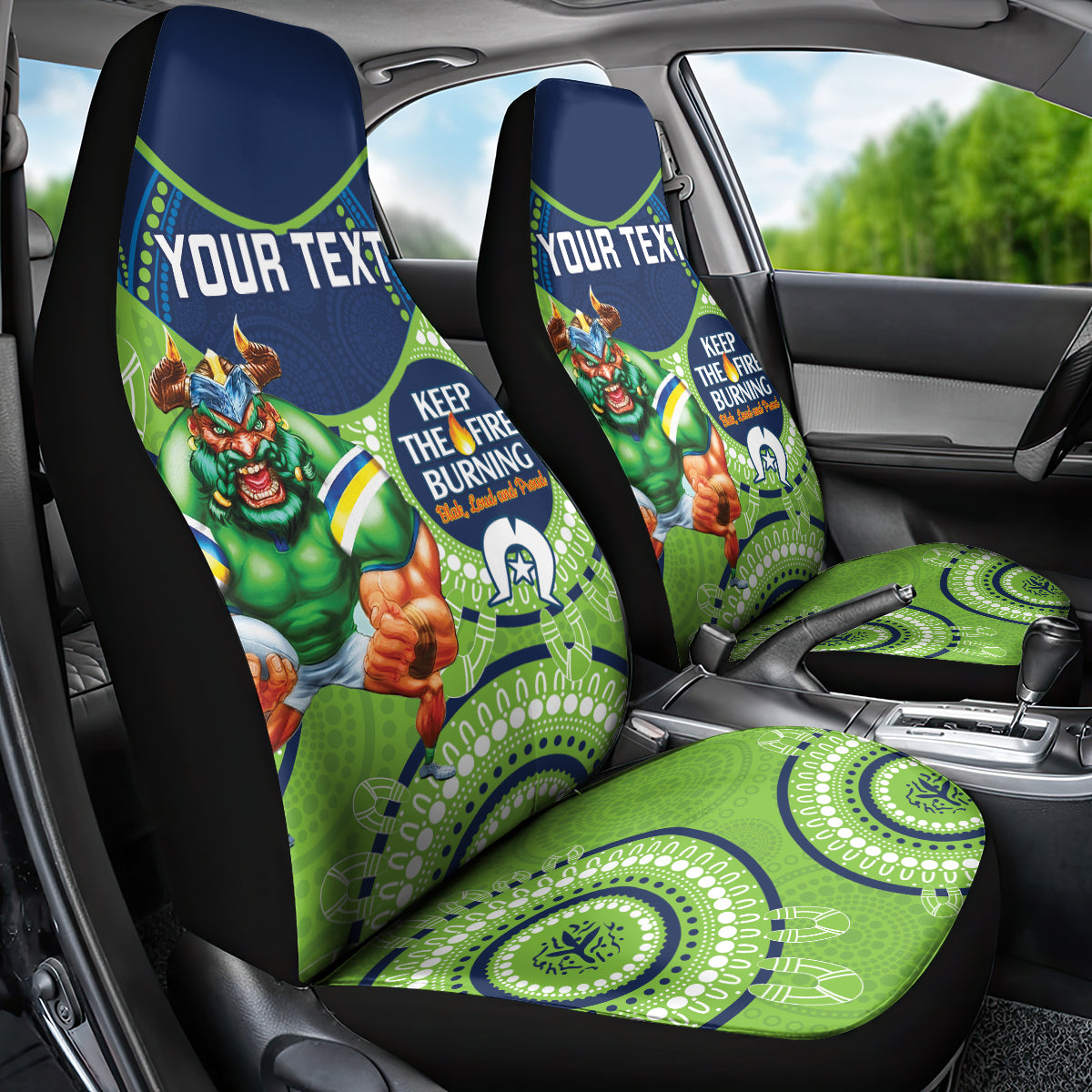 Custom NRL Raiders NAIDOC Week Car Seat Cover Keep The Fire Burning Indigenous Art