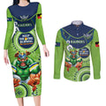 Custom NRL Raiders NAIDOC Week Couples Matching Long Sleeve Bodycon Dress and Long Sleeve Button Shirt Keep The Fire Burning Indigenous Art