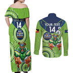 Custom NRL Raiders NAIDOC Week Couples Matching Off Shoulder Maxi Dress and Long Sleeve Button Shirt Keep The Fire Burning Indigenous Art