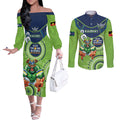 Custom NRL Raiders NAIDOC Week Couples Matching Off The Shoulder Long Sleeve Dress and Long Sleeve Button Shirt Keep The Fire Burning Indigenous Art