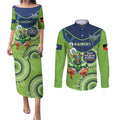 Custom NRL Raiders NAIDOC Week Couples Matching Puletasi and Long Sleeve Button Shirt Keep The Fire Burning Indigenous Art