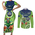 Custom NRL Raiders NAIDOC Week Couples Matching Short Sleeve Bodycon Dress and Long Sleeve Button Shirt Keep The Fire Burning Indigenous Art
