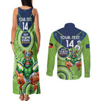 Custom NRL Raiders NAIDOC Week Couples Matching Tank Maxi Dress and Long Sleeve Button Shirt Keep The Fire Burning Indigenous Art