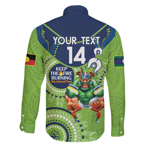 Custom NRL Raiders NAIDOC Week Family Matching Long Sleeve Bodycon Dress and Hawaiian Shirt Keep The Fire Burning Indigenous Art