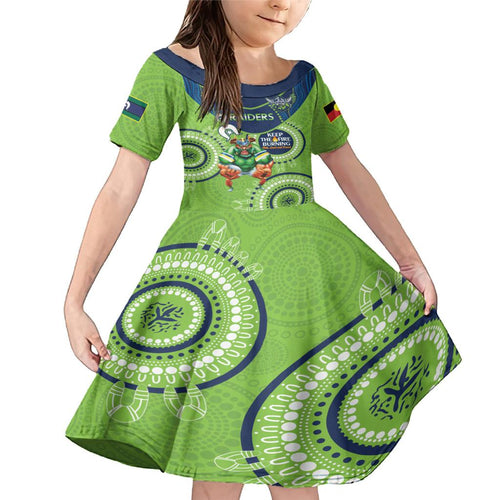 Custom NRL Raiders NAIDOC Week Family Matching Mermaid Dress and Hawaiian Shirt Keep The Fire Burning Indigenous Art