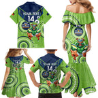Custom NRL Raiders NAIDOC Week Family Matching Mermaid Dress and Hawaiian Shirt Keep The Fire Burning Indigenous Art