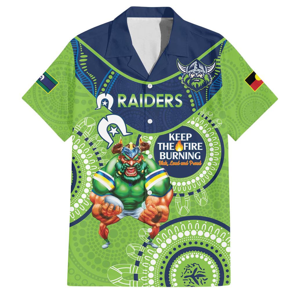 Custom NRL Raiders NAIDOC Week Family Matching Off Shoulder Maxi Dress and Hawaiian Shirt Keep The Fire Burning Indigenous Art