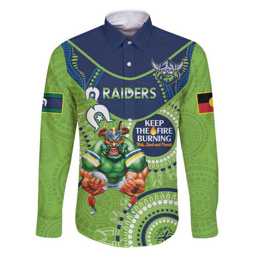 Custom NRL Raiders NAIDOC Week Family Matching Off Shoulder Maxi Dress and Hawaiian Shirt Keep The Fire Burning Indigenous Art