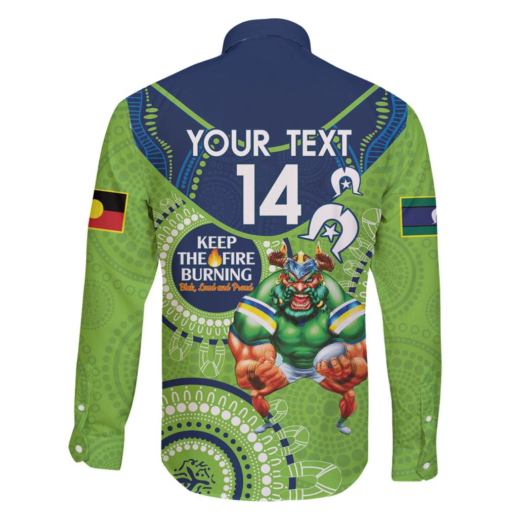 Custom NRL Raiders NAIDOC Week Family Matching Off Shoulder Short Dress and Hawaiian Shirt Keep The Fire Burning Indigenous Art