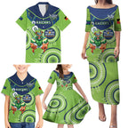 Custom NRL Raiders NAIDOC Week Family Matching Puletasi and Hawaiian Shirt Keep The Fire Burning Indigenous Art