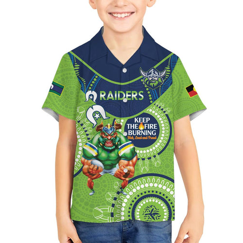 Custom NRL Raiders NAIDOC Week Family Matching Puletasi and Hawaiian Shirt Keep The Fire Burning Indigenous Art
