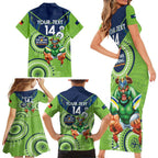 Custom NRL Raiders NAIDOC Week Family Matching Short Sleeve Bodycon Dress and Hawaiian Shirt Keep The Fire Burning Indigenous Art