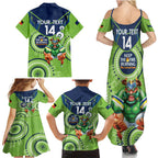 Custom NRL Raiders NAIDOC Week Family Matching Summer Maxi Dress and Hawaiian Shirt Keep The Fire Burning Indigenous Art