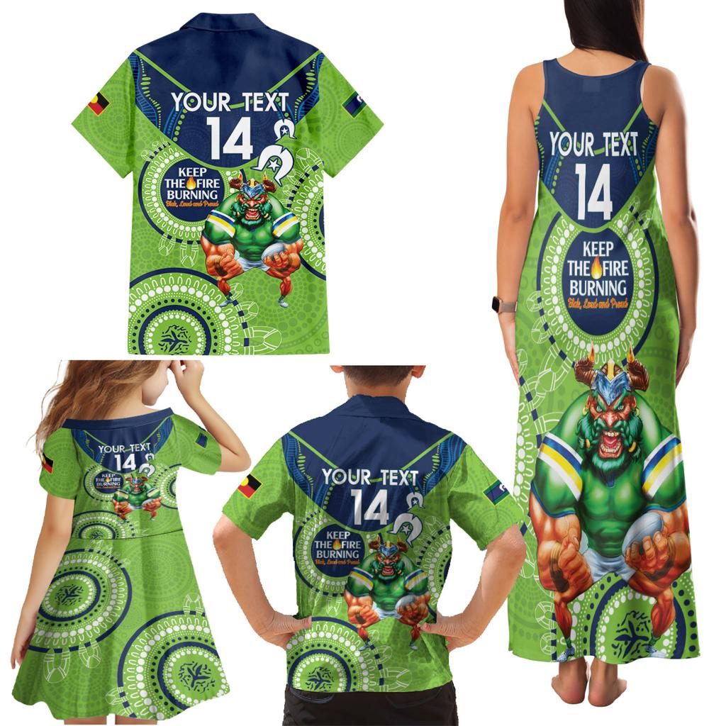 Custom NRL Raiders NAIDOC Week Family Matching Tank Maxi Dress and Hawaiian Shirt Keep The Fire Burning Indigenous Art