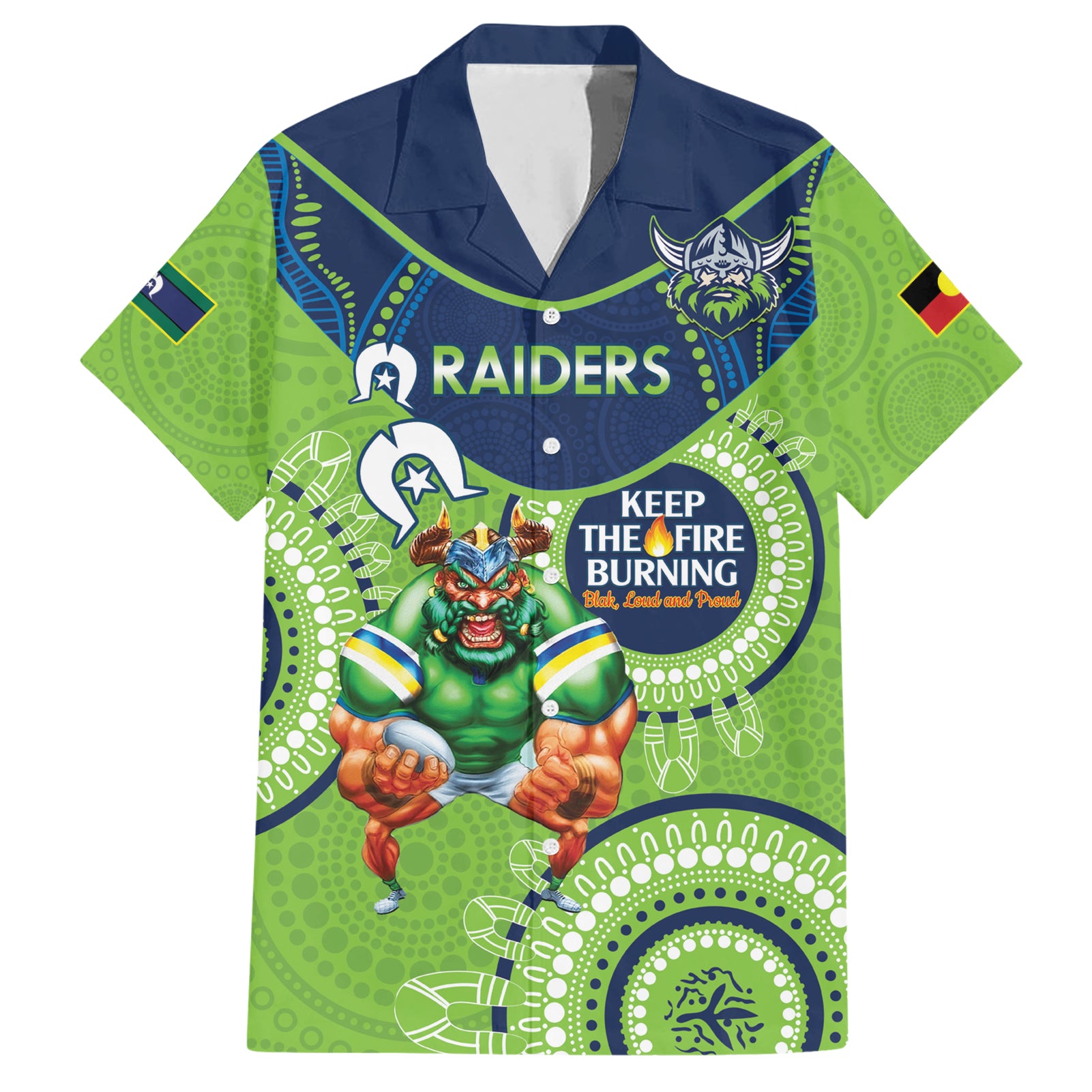 Custom NRL Raiders NAIDOC Week Hawaiian Shirt Keep The Fire Burning Indigenous Art