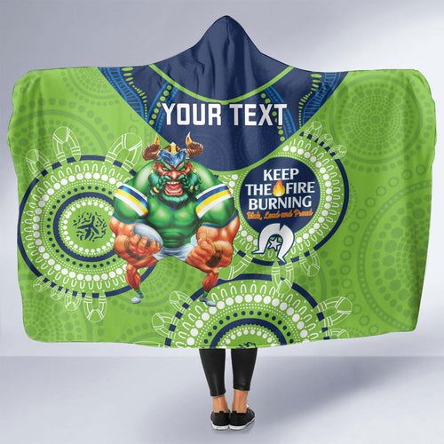 Custom NRL Raiders NAIDOC Week Hooded Blanket Keep The Fire Burning Indigenous Art