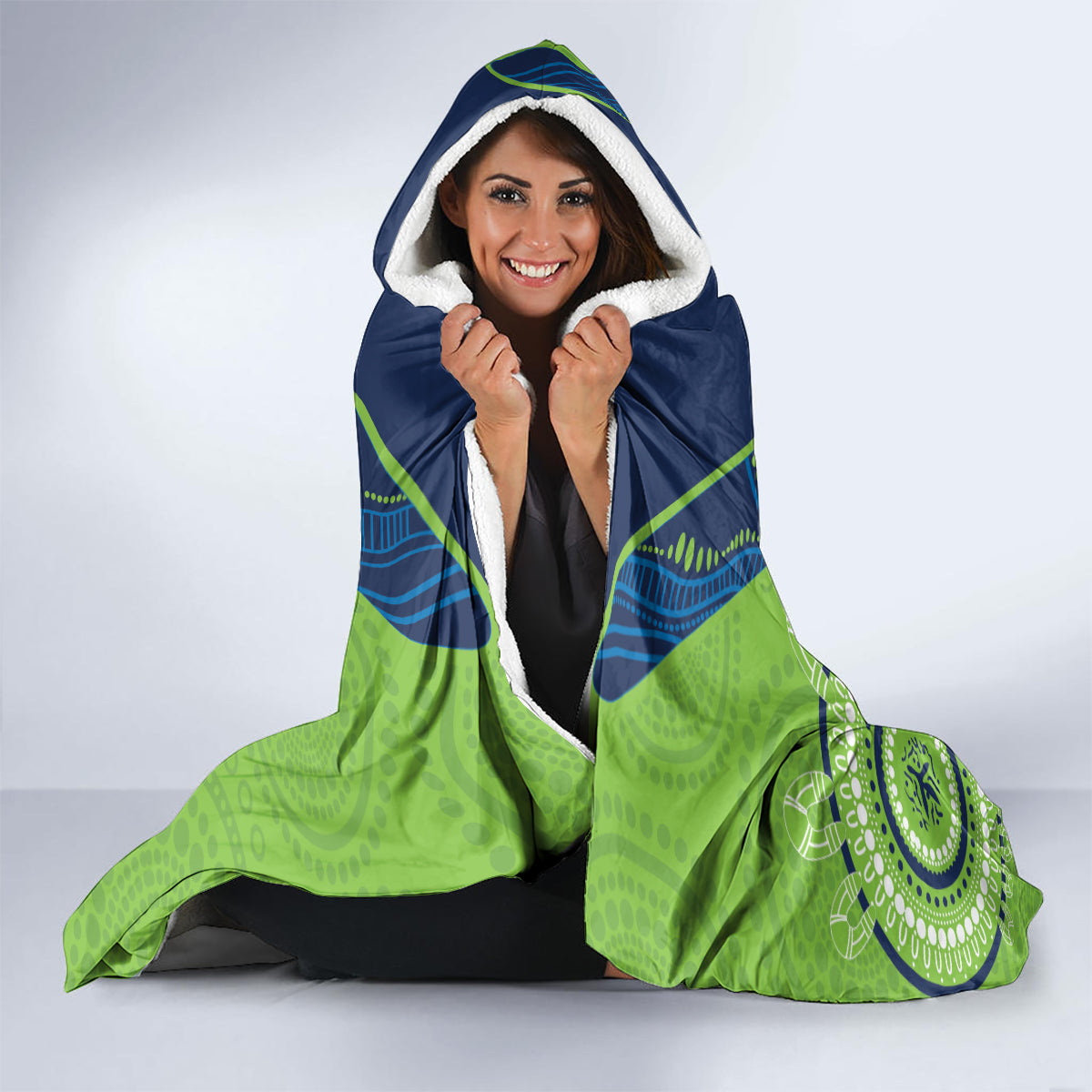 Custom NRL Raiders NAIDOC Week Hooded Blanket Keep The Fire Burning Indigenous Art