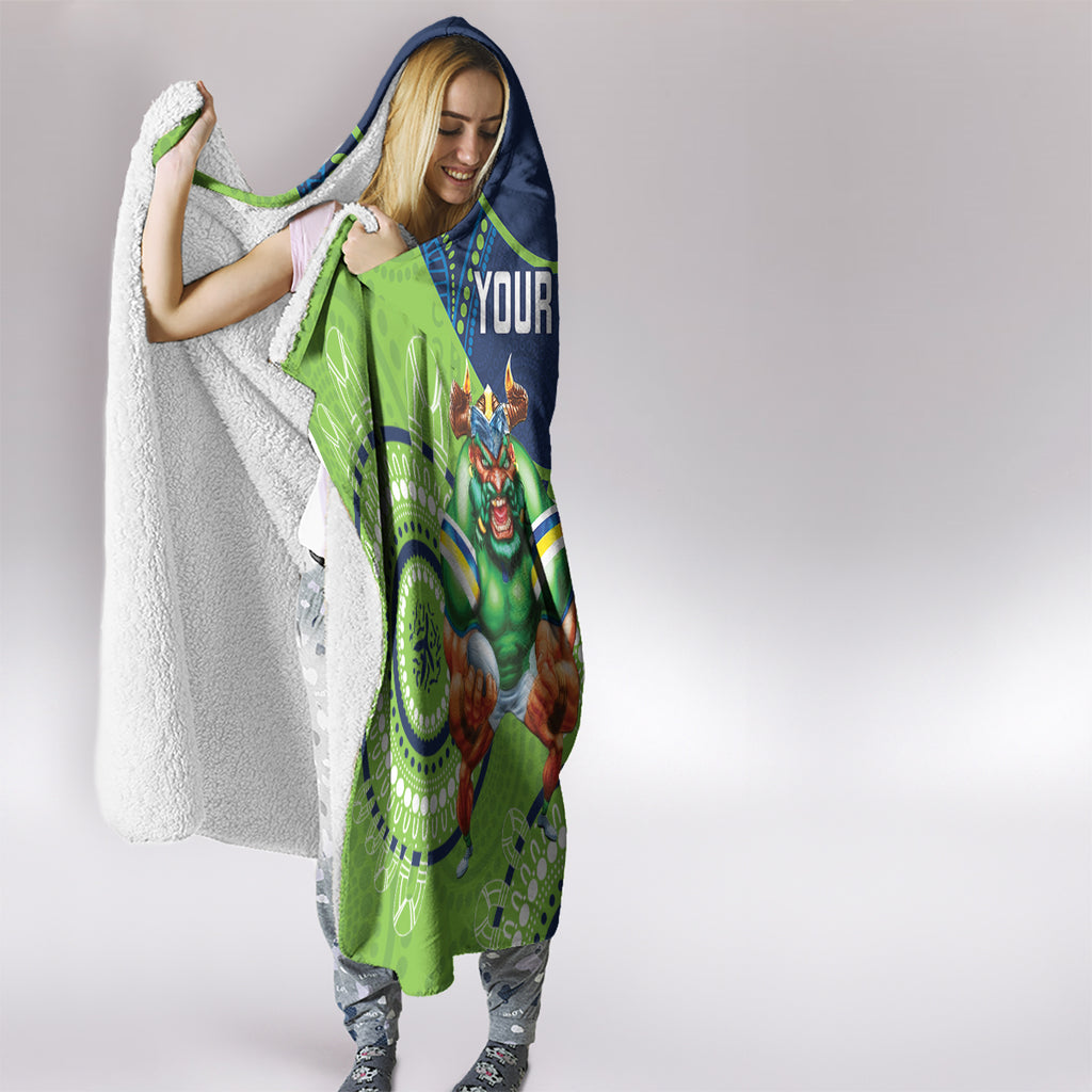 Custom NRL Raiders NAIDOC Week Hooded Blanket Keep The Fire Burning Indigenous Art