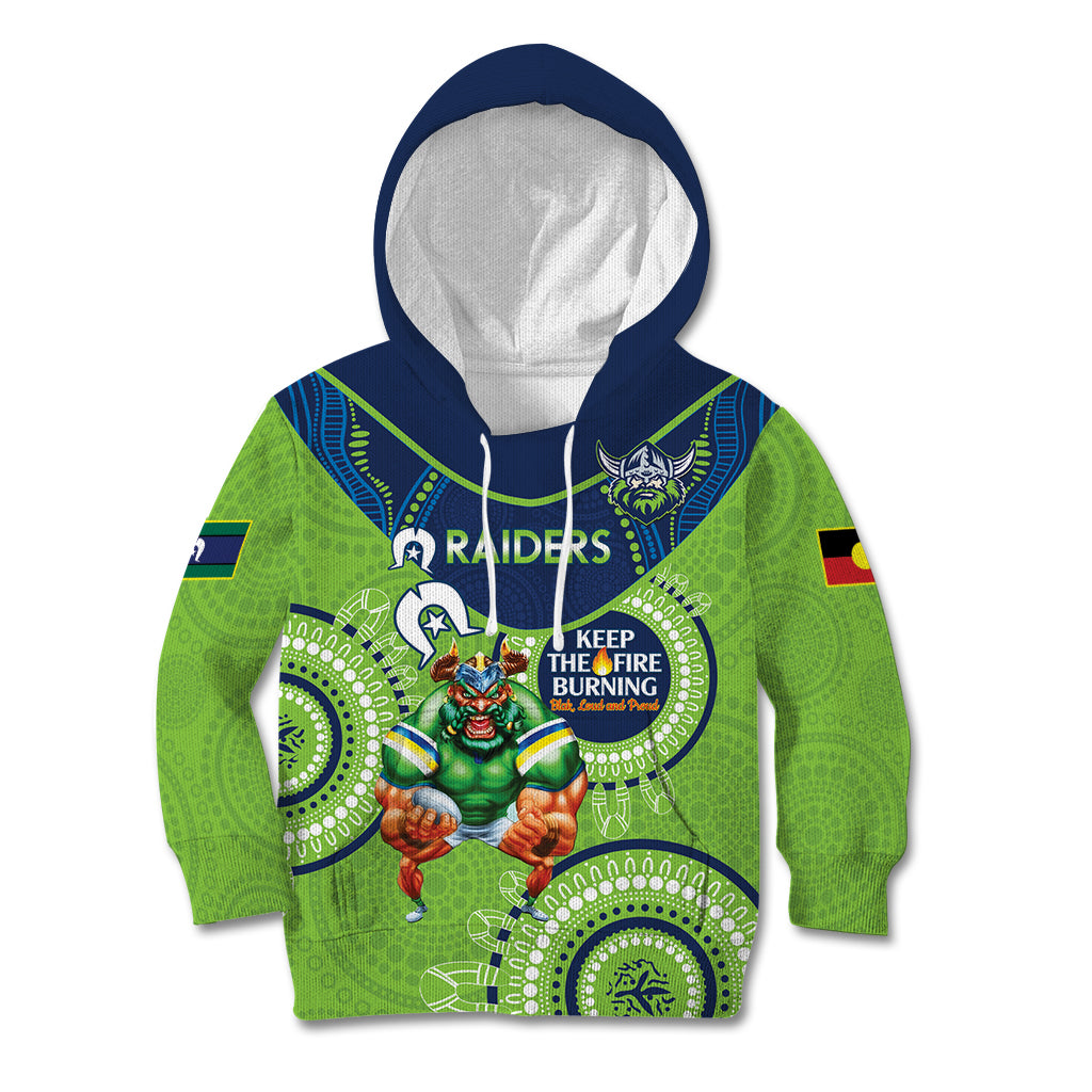 Custom NRL Raiders NAIDOC Week Kid Hoodie Keep The Fire Burning Indigenous Art