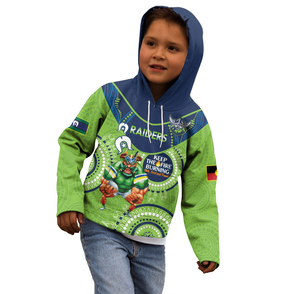 Custom NRL Raiders NAIDOC Week Kid Hoodie Keep The Fire Burning Indigenous Art