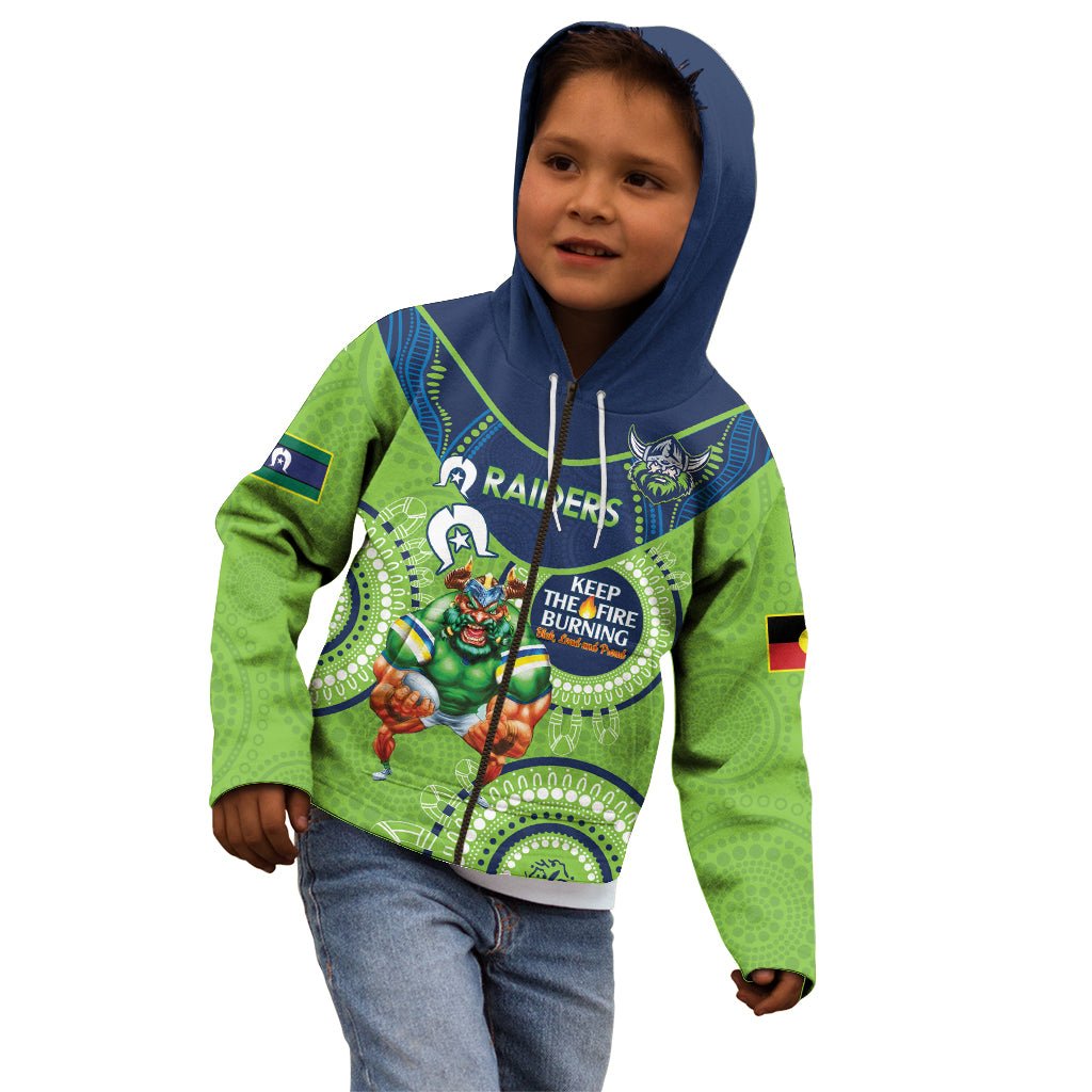 Custom NRL Raiders NAIDOC Week Kid Hoodie Keep The Fire Burning Indigenous Art