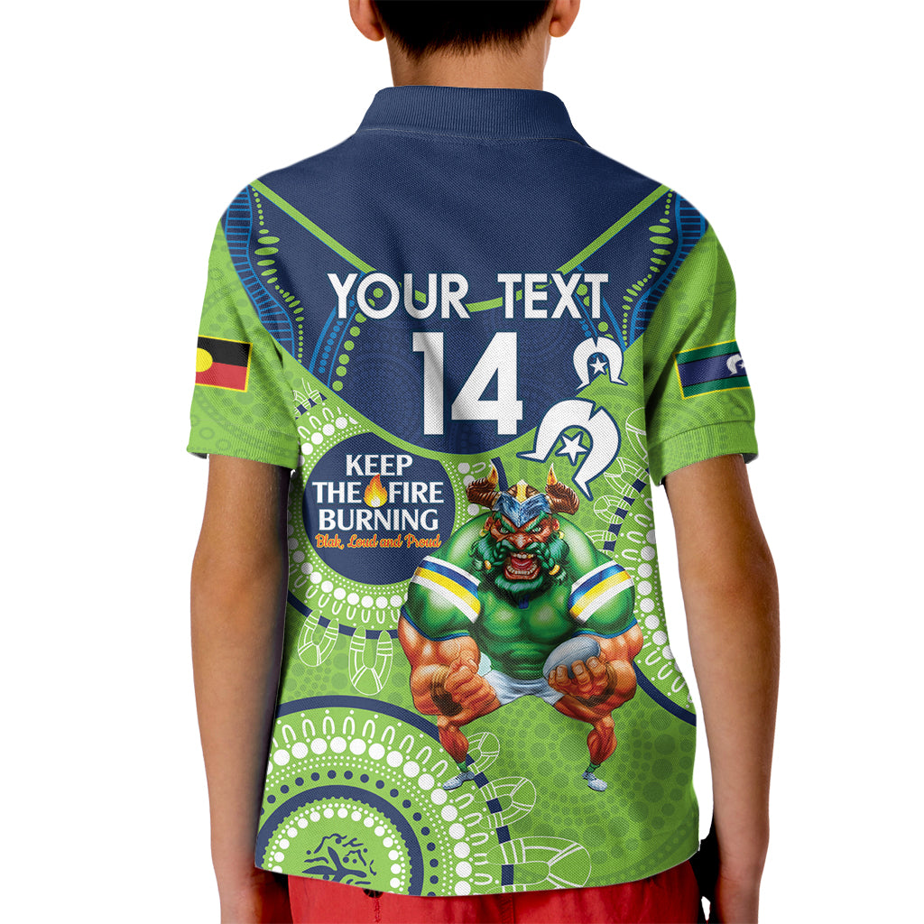 Custom NRL Raiders NAIDOC Week Kid Polo Shirt Keep The Fire Burning Indigenous Art