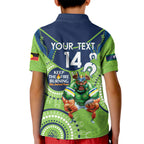 Custom NRL Raiders NAIDOC Week Kid Polo Shirt Keep The Fire Burning Indigenous Art