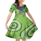 Custom NRL Raiders NAIDOC Week Kid Short Sleeve Dress Keep The Fire Burning Indigenous Art
