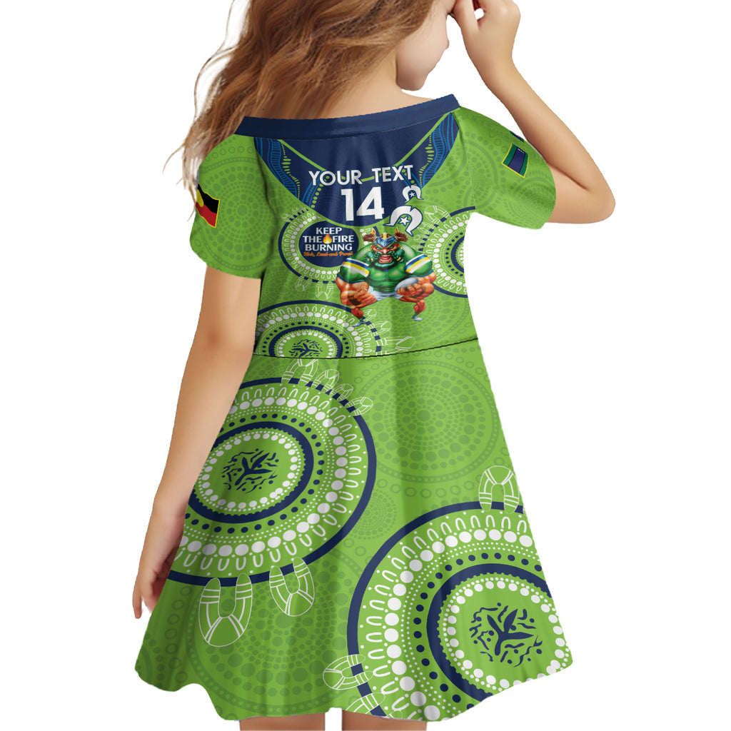 Custom NRL Raiders NAIDOC Week Kid Short Sleeve Dress Keep The Fire Burning Indigenous Art