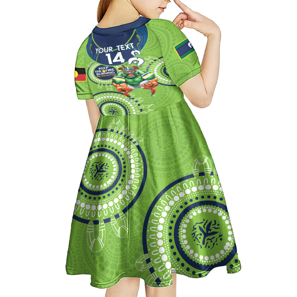 Custom NRL Raiders NAIDOC Week Kid Short Sleeve Dress Keep The Fire Burning Indigenous Art