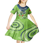 Custom NRL Raiders NAIDOC Week Kid Short Sleeve Dress Keep The Fire Burning Indigenous Art