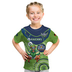 Custom NRL Raiders NAIDOC Week Kid T Shirt Keep The Fire Burning Indigenous Art