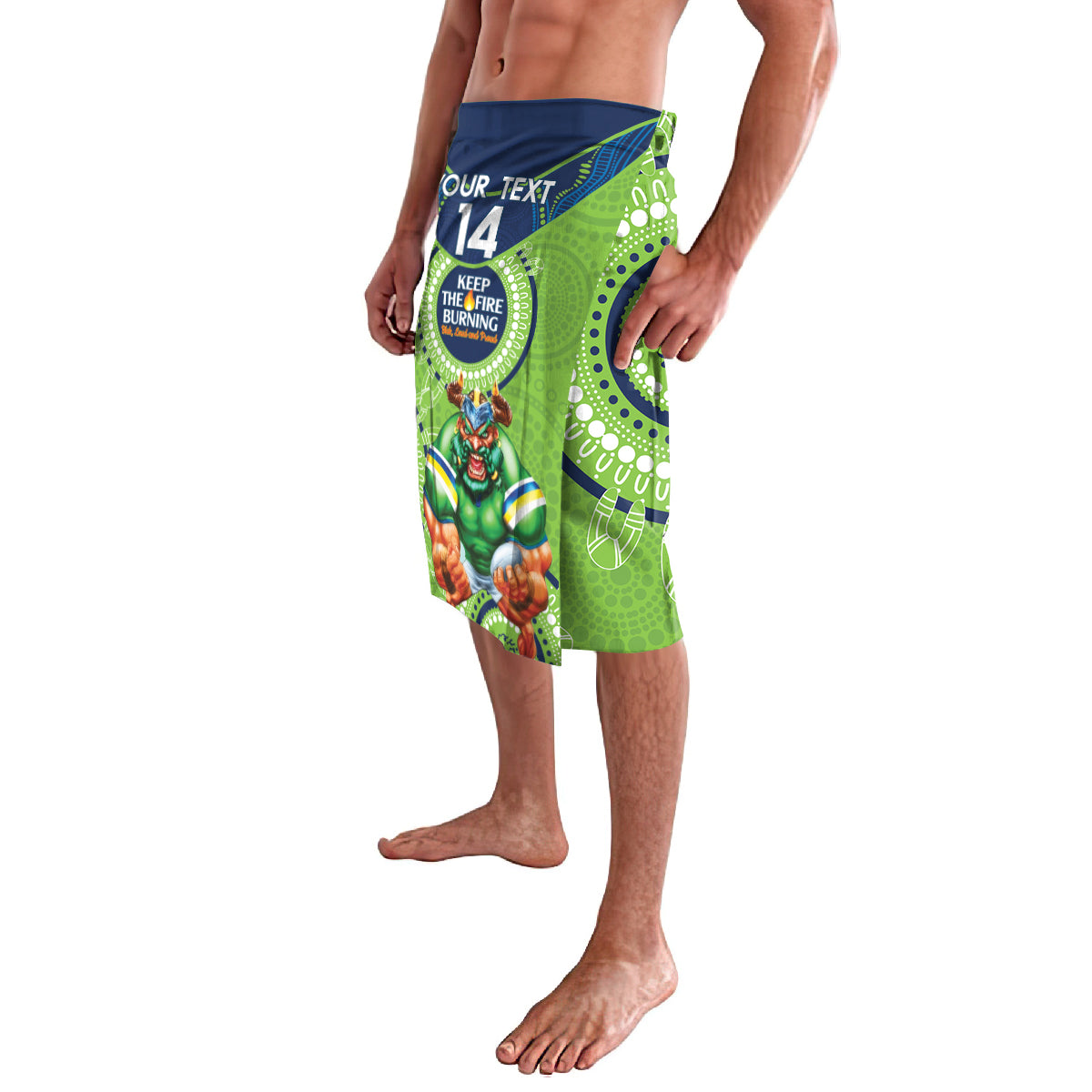 Custom NRL Raiders NAIDOC Week Lavalava Keep The Fire Burning Indigenous Art