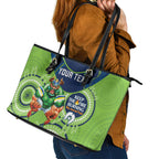 Custom NRL Raiders NAIDOC Week Leather Tote Bag Keep The Fire Burning Indigenous Art