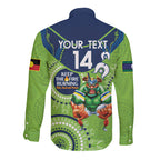 Custom NRL Raiders NAIDOC Week Long Sleeve Button Shirt Keep The Fire Burning Indigenous Art